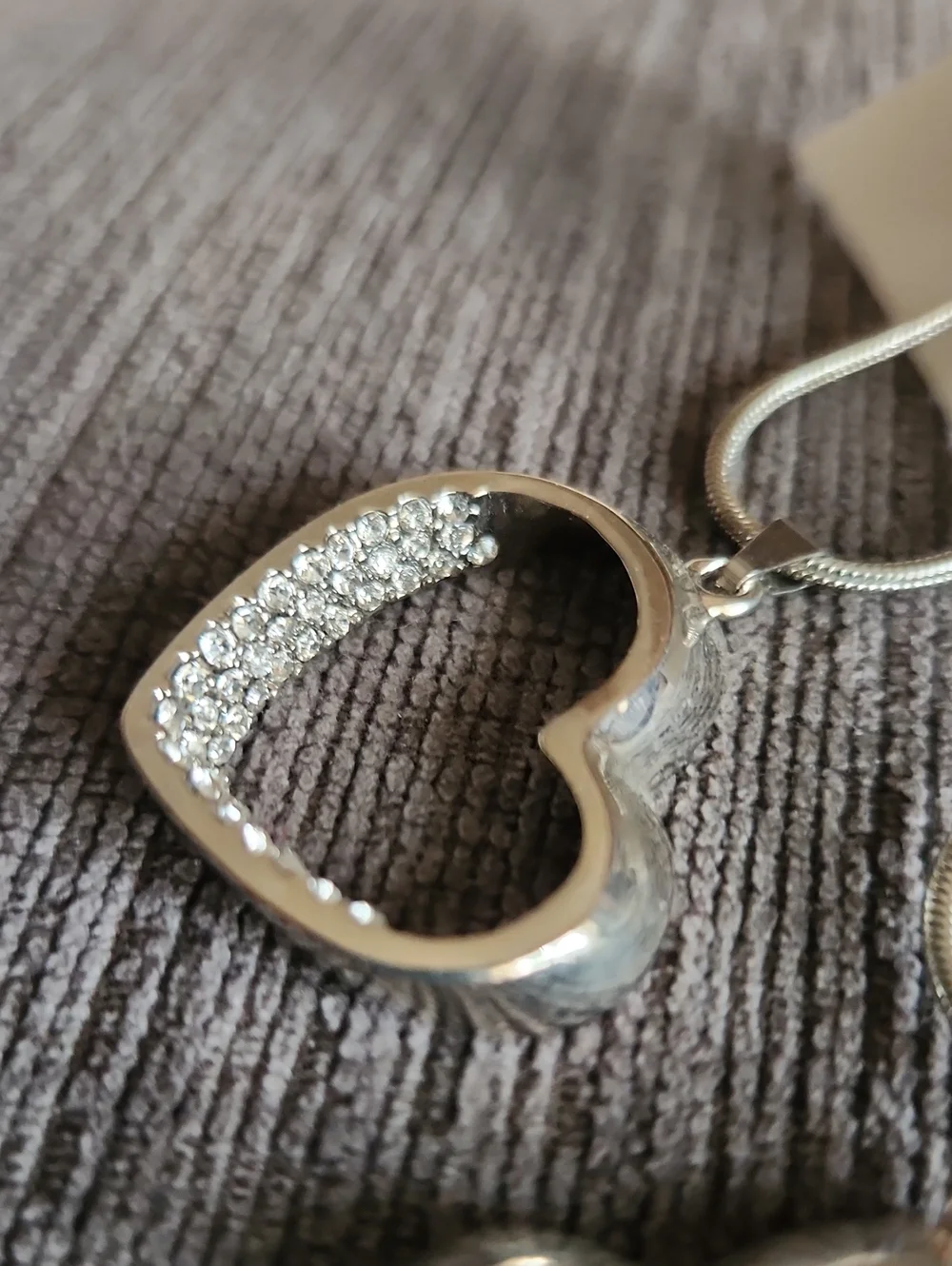 GUESS Silver Open Heart Drop Earrings with Crystals